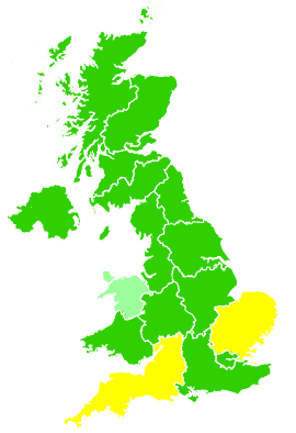 Click on a region for air pollution levels for 30/03/2006