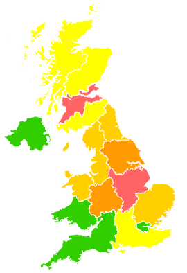 Click on a region for air pollution levels for 30/03/2007