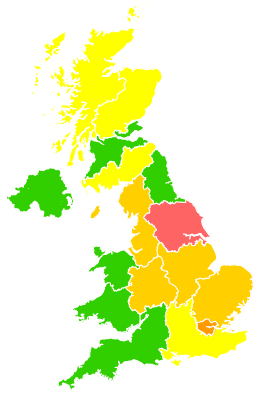 Click on a region for air pollution levels for 30/03/2011