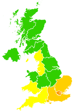 Click on a region for air pollution levels for 30/03/2012
