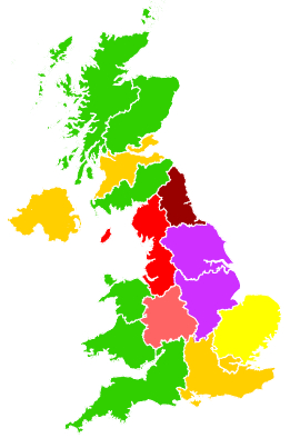 Click on a region for air pollution levels for 30/03/2014
