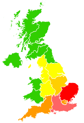 Click on a region for air pollution levels for 30/03/2019