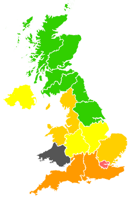 Click on a region for air pollution levels for 30/04/1990