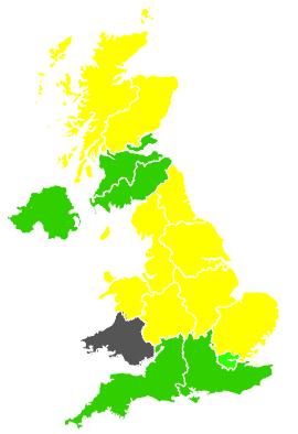 Click on a region for air pollution levels for 30/04/1991