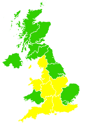 Click on a region for air pollution levels for 30/04/1995
