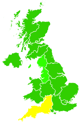 Click on a region for air pollution levels for 30/04/1996