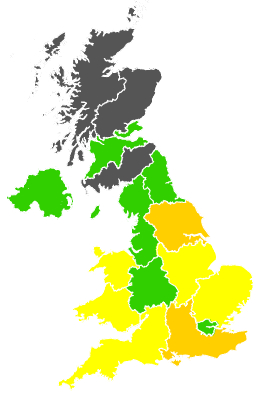 Click on a region for air pollution levels for 30/04/1999