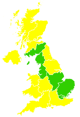 Click on a region for air pollution levels for 30/04/2000