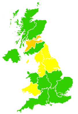 Click on a region for air pollution levels for 30/04/2002