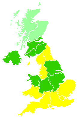 Click on a region for air pollution levels for 30/04/2003