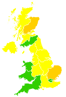 Click on a region for air pollution levels for 30/04/2004