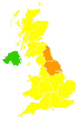 Click on a region for air pollution levels for 30/04/2008