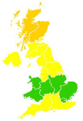 Click on a region for air pollution levels for 30/05/1992