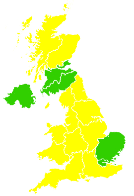 Click on a region for air pollution levels for 30/05/1994