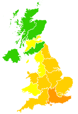 Click on a region for air pollution levels for 30/05/1996
