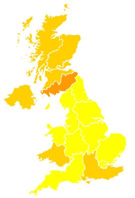 Click on a region for air pollution levels for 30/05/1997