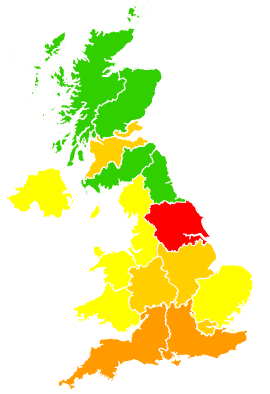 Click on a region for air pollution levels for 30/05/1998