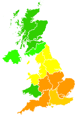 Click on a region for air pollution levels for 30/06/2006