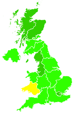 Click on a region for air pollution levels for 30/06/2007
