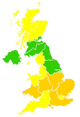 Click on a region for air pollution levels for 30/06/2009