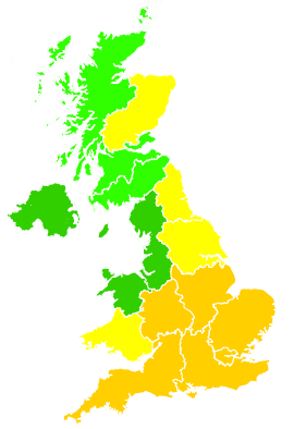 Click on a region for air pollution levels for 30/06/2015