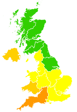 Click on a region for air pollution levels for 30/06/2018