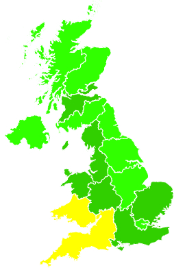 Click on a region for air pollution levels for 30/06/2021