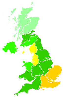 Click on a region for air pollution levels for 30/07/2001