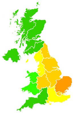 Click on a region for air pollution levels for 30/07/2002