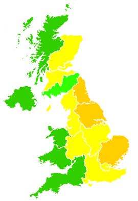 Click on a region for air pollution levels for 30/07/2004