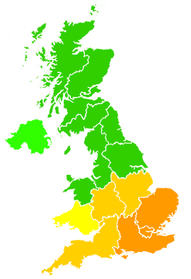 Click on a region for air pollution levels for 30/07/2024