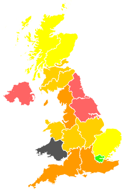 Click on a region for air pollution levels for 30/08/1991