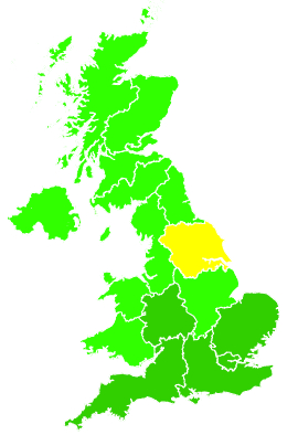 Click on a region for air pollution levels for 30/08/1995