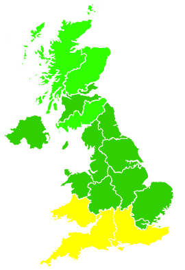 Click on a region for air pollution levels for 30/08/2000