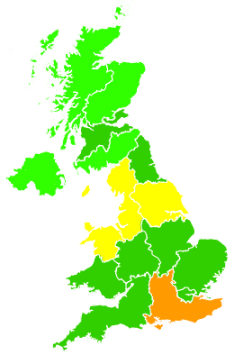 Click on a region for air pollution levels for 30/08/2001