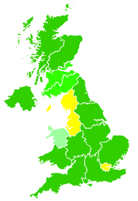 Click on a region for air pollution levels for 30/08/2004