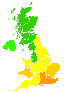 Click on a region for air pollution levels for 30/08/2005