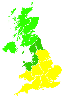 Click on a region for air pollution levels for 30/08/2008
