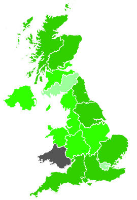 Click on a region for air pollution levels for 30/09/1987