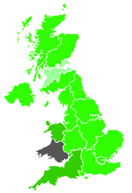 Click on a region for air pollution levels for 30/09/1990