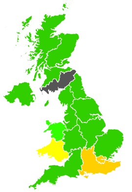 Click on a region for air pollution levels for 30/09/1997