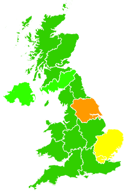 Click on a region for air pollution levels for 30/09/2003