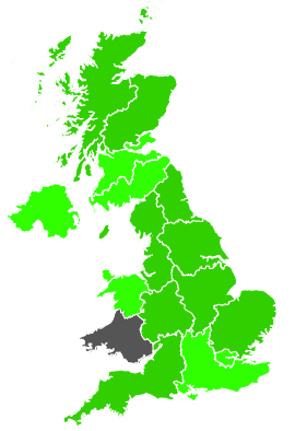 Click on a region for air pollution levels for 30/10/1988
