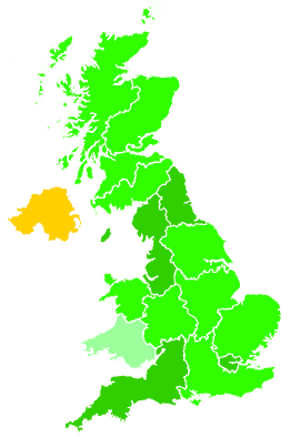 Click on a region for air pollution levels for 30/10/1993