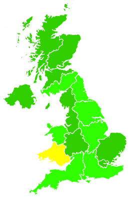 Click on a region for air pollution levels for 30/10/2017