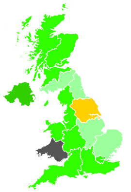 Click on a region for air pollution levels for 30/11/1991