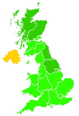 Click on a region for air pollution levels for 30/11/1997