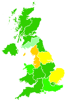 Click on a region for air pollution levels for 30/11/1998