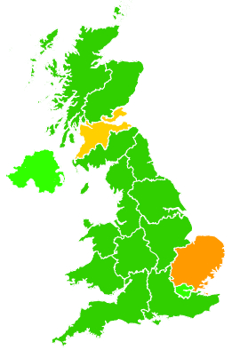 Click on a region for air pollution levels for 30/11/2009