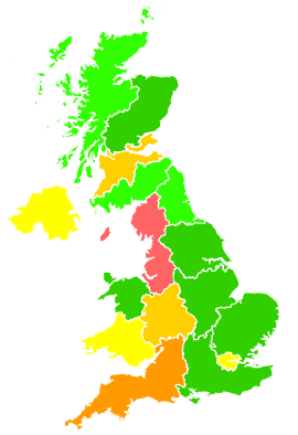 Click on a region for air pollution levels for 30/11/2012